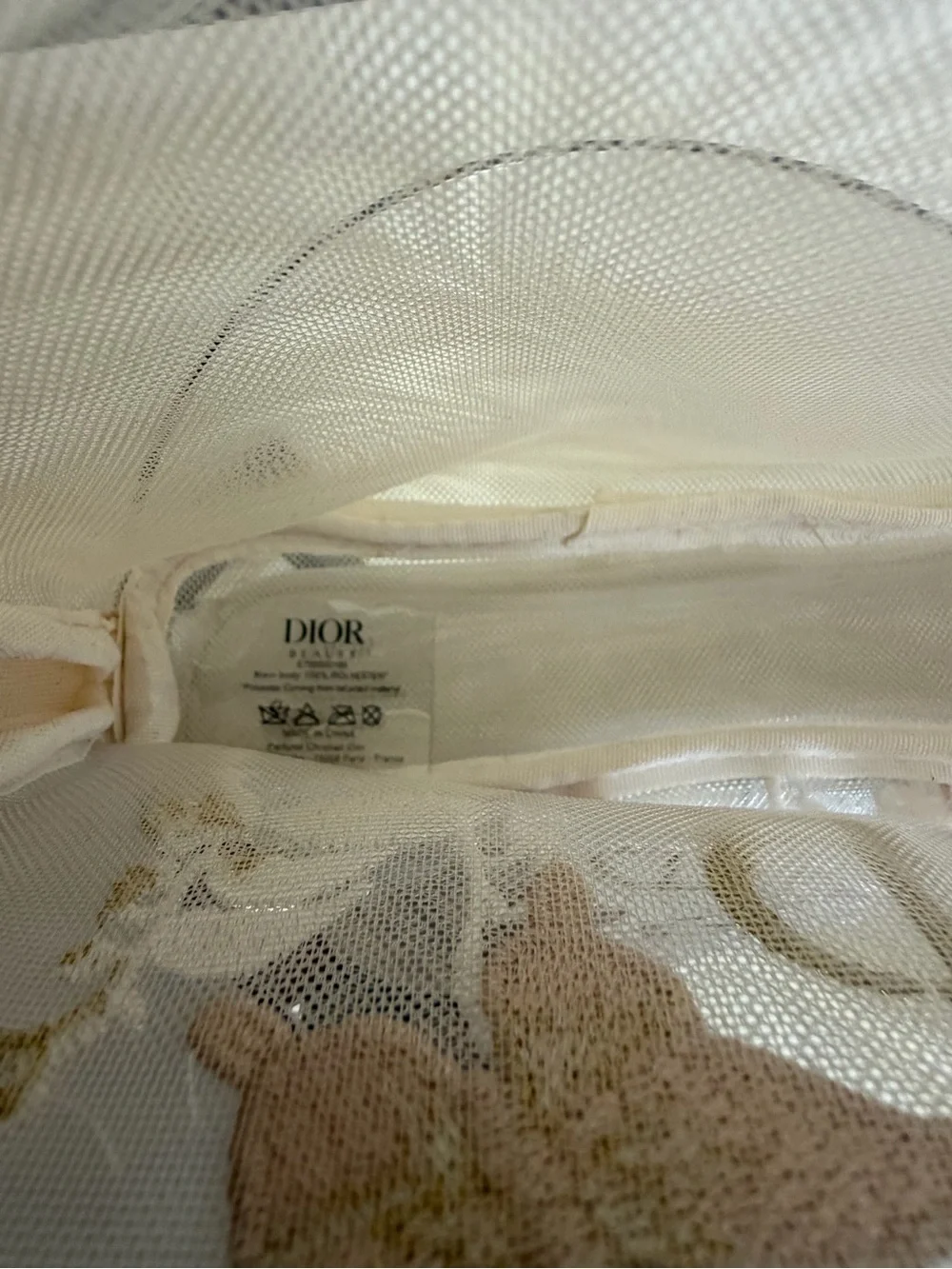 Dior Embroidered Butterfly Cosmetic Pouch - Cream & Gold and Gift Bag GWP